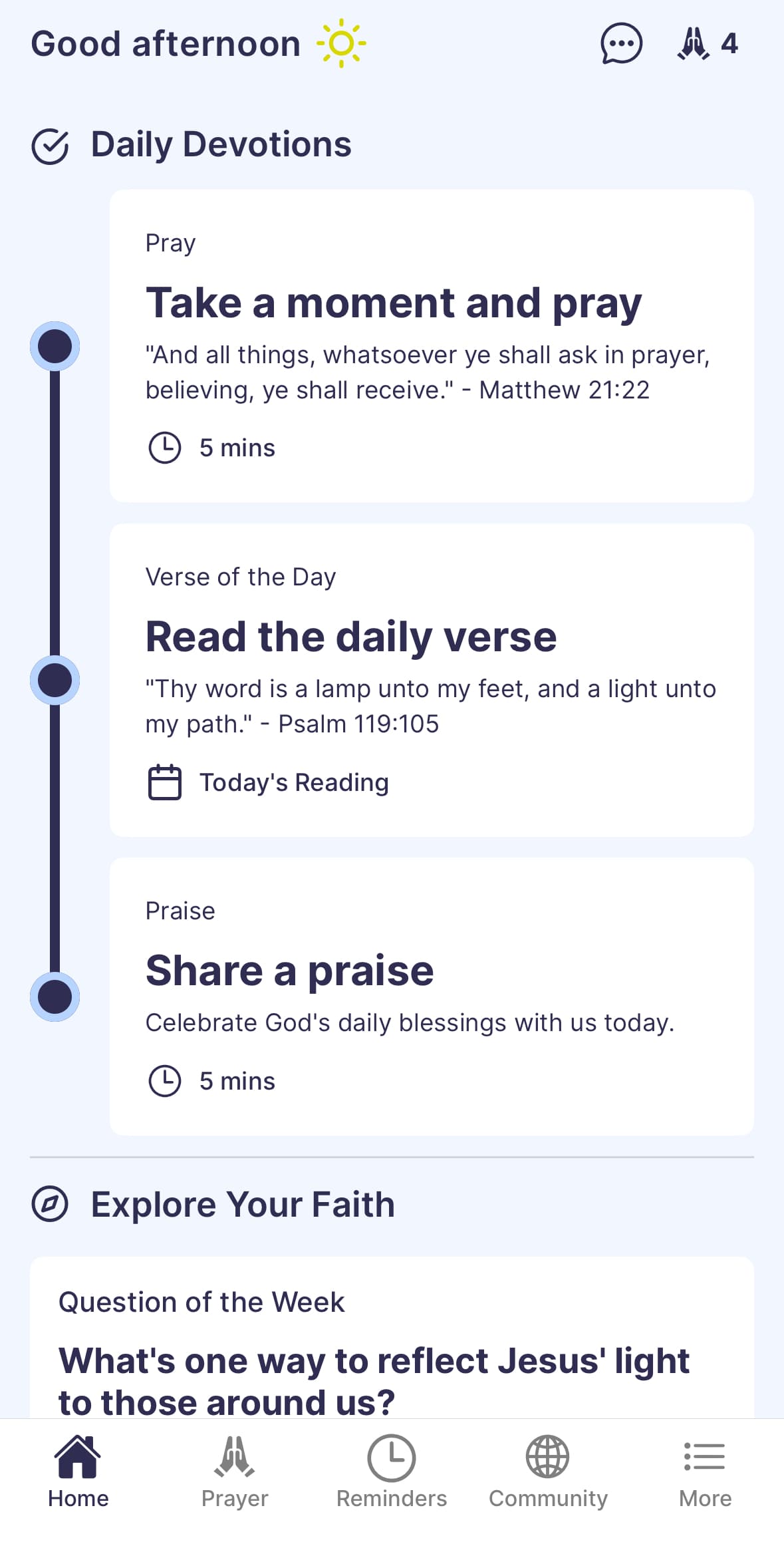 Prayse home screen